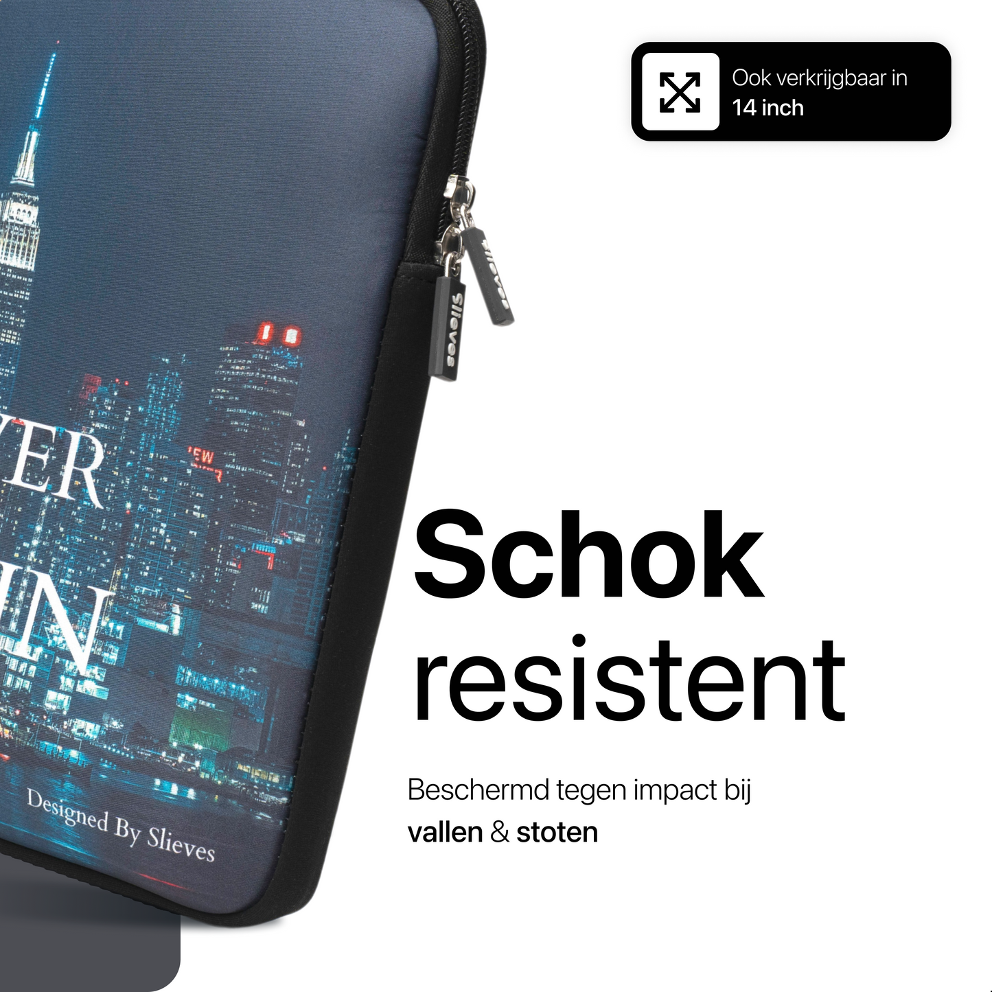 Slieves - Laptophoes It's not over until I win - 15,6 inch - Laptop Sleeve - Schok Resistent - Neoprene - (Spat) Waterdicht