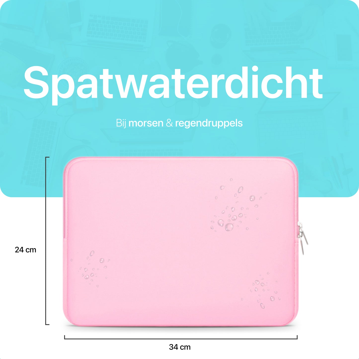 Slieves - Laptophoes - 14 inch - Laptop Sleeve - Schok Resistent - Neoprene - (Spat) Waterdicht - Roze