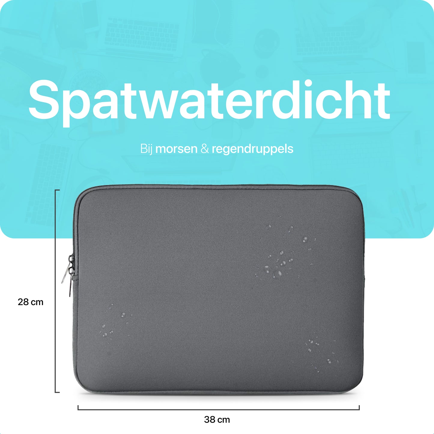 Slieves - Laptophoes - 15.6 inch - Laptop Sleeve - Schok Resistent - Neoprene - (Spat) Waterdicht - Grijs