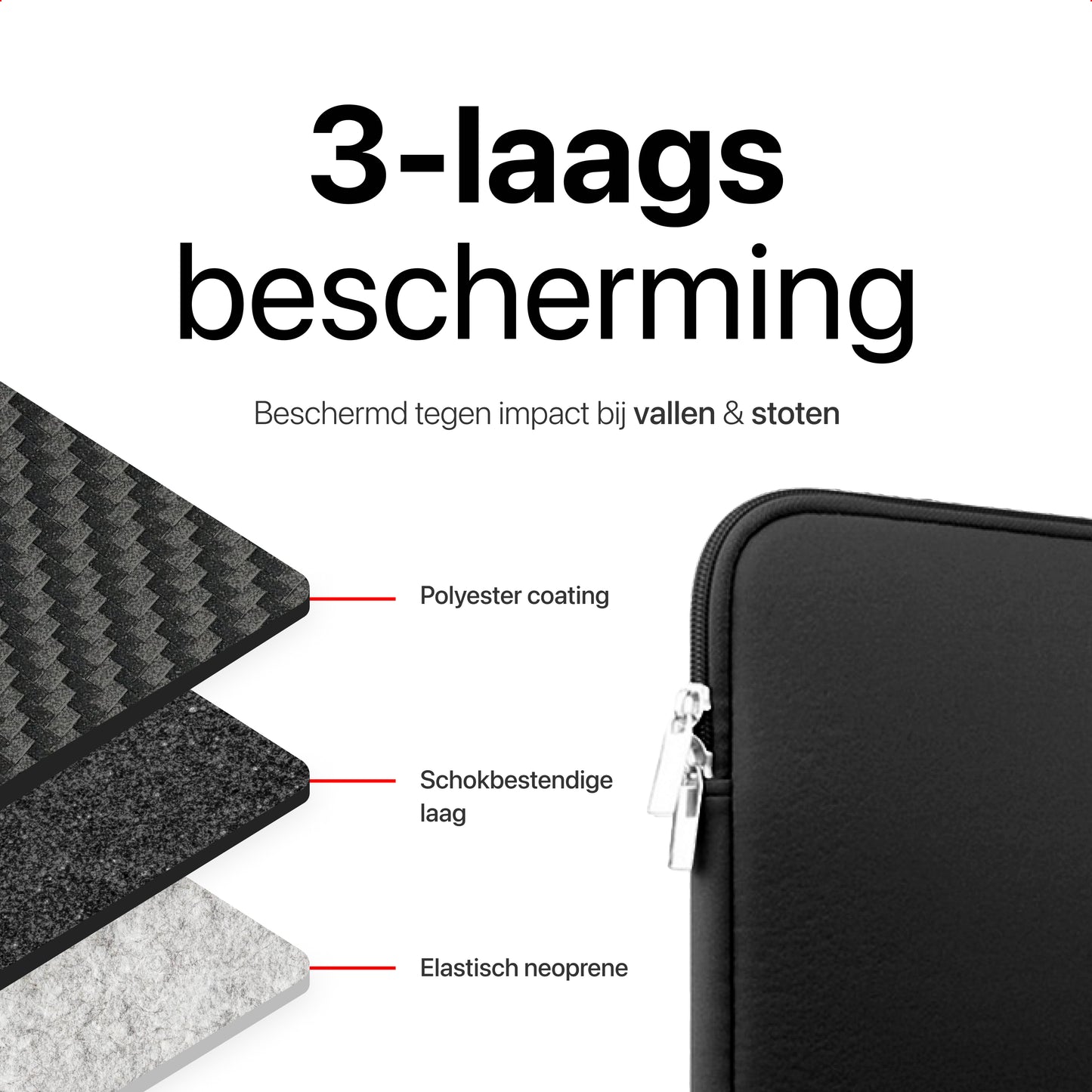 Slieves - Laptophoes - 14 inch - Laptop Sleeve - Schok Resistent - Neoprene - (Spat) Waterdicht - Zwart