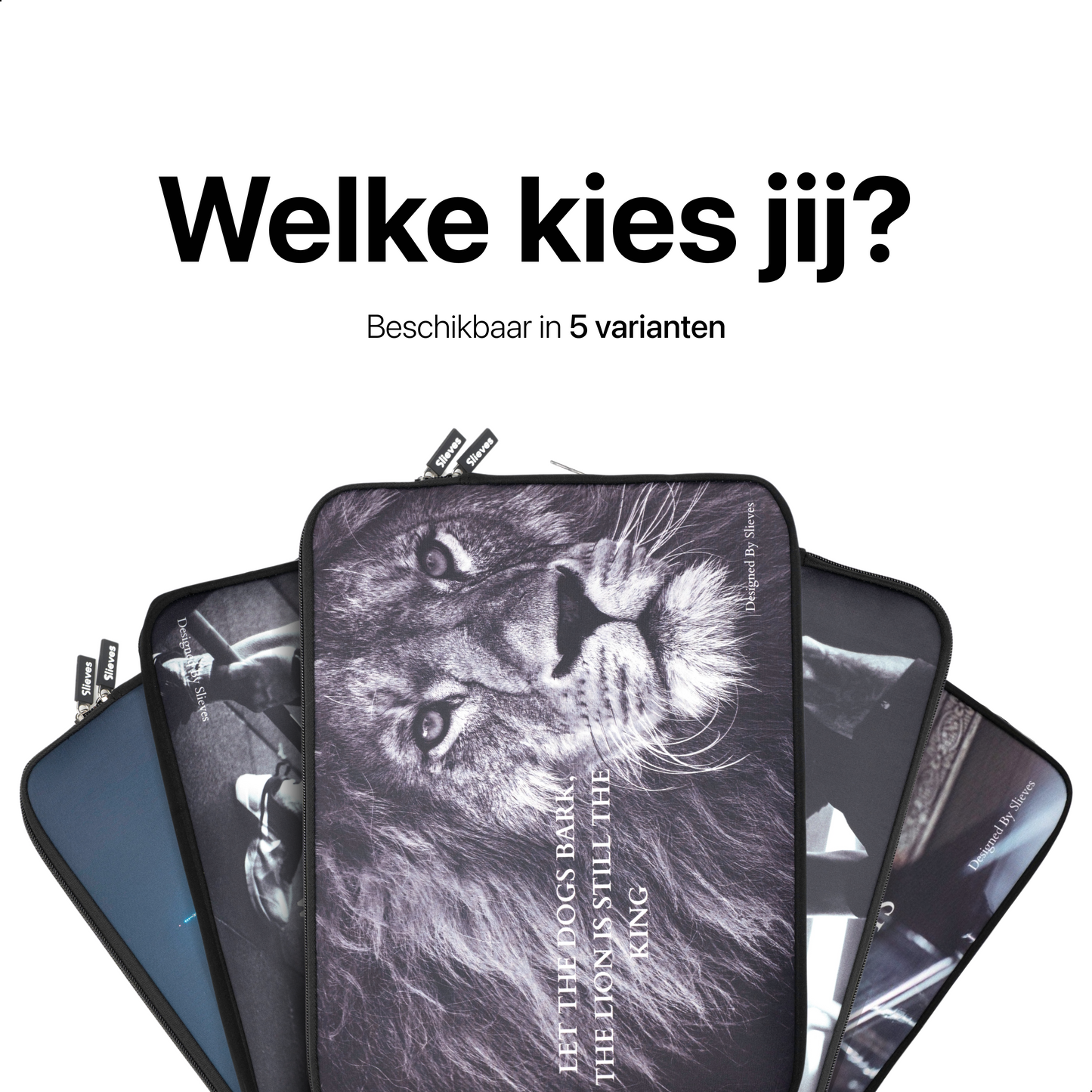 Slieves - Laptophoes Let the dogs bark, The Lion is still the king - 15,6 inch - Laptop Sleeve - Schok Resistent - Neoprene - (Spat) Waterdicht