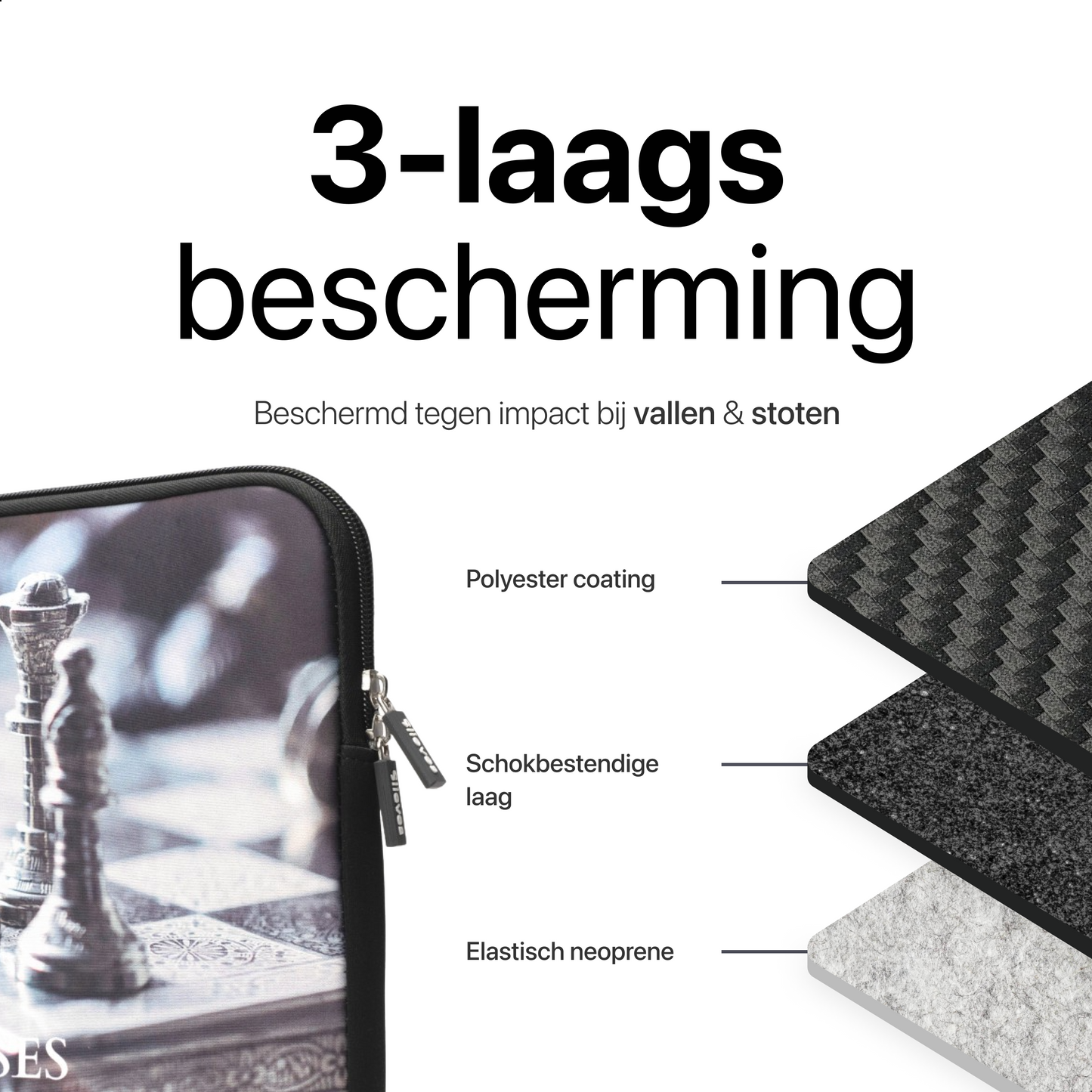 Slieves - Laptophoes Don't make excuses make improvements - 14 inch - Laptop Sleeve - Schok Resistent - Neoprene - (Spat) Waterdicht