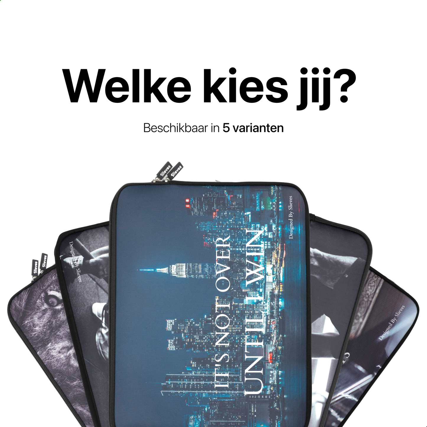 Slieves - Laptophoes It's not over until I win - 15,6 inch - Laptop Sleeve - Schok Resistent - Neoprene - (Spat) Waterdicht