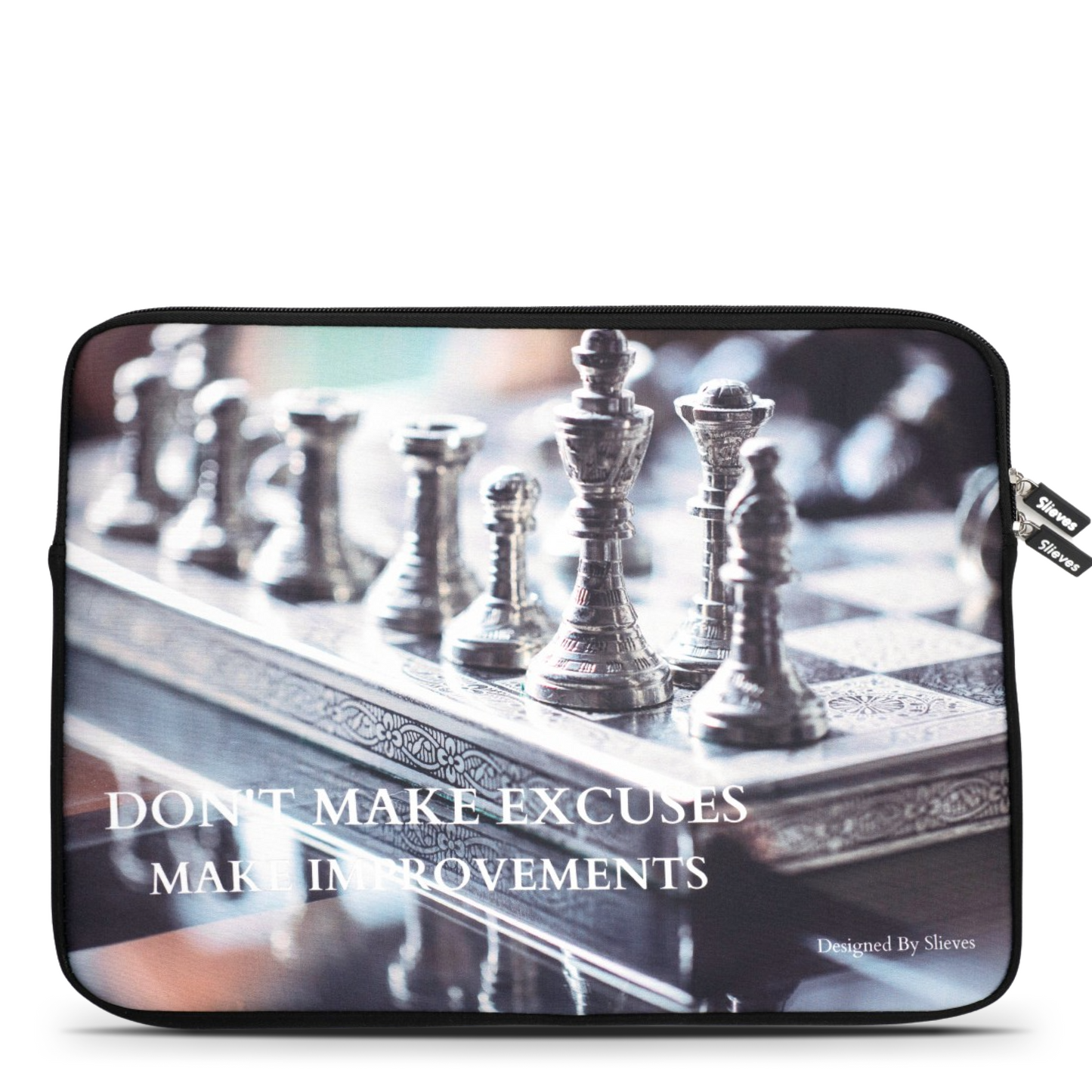 Slieves - Laptophoes Don't make excuses, Make improvements - 15,6 inch - Laptop Sleeve - Schok Resistent - Neoprene - (Spat) Waterdicht
