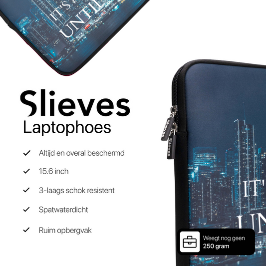 Slieves - Laptophoes  It's not over until I win - 15,6 inch - Laptop Sleeve - Schok Resistent - Neoprene - (Spat) Waterdicht