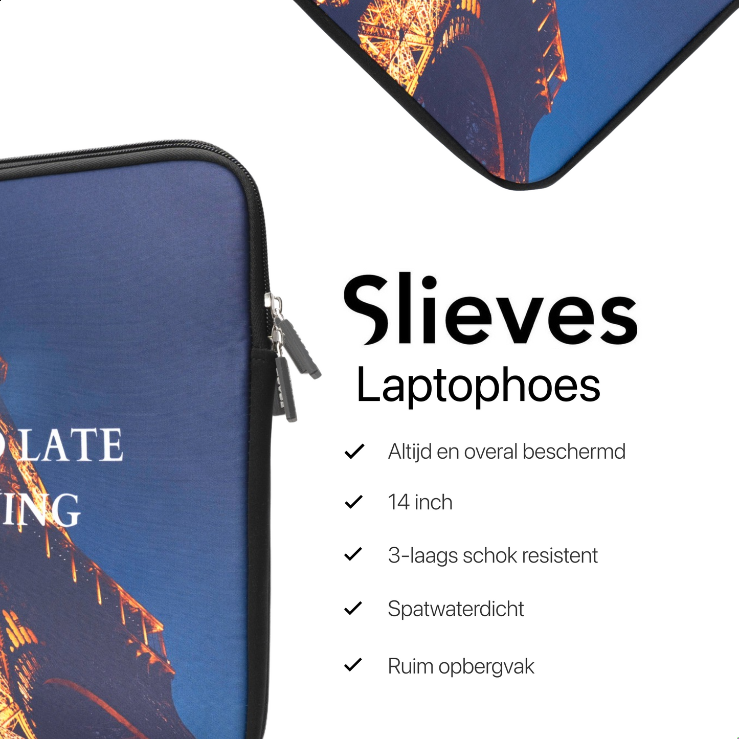 Slieves - Laptophoes It's never too late to start living - 14 inch - Laptop Sleeve - Schok Resistent - Neoprene - (Spat) Waterdicht