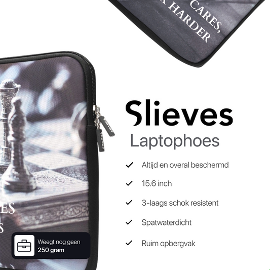 Slieves - Laptophoes Nobody cares, Work harder - 15,6 inch - Laptop Sleeve - Schok Resistent - Neoprene - (Spat) Waterdicht