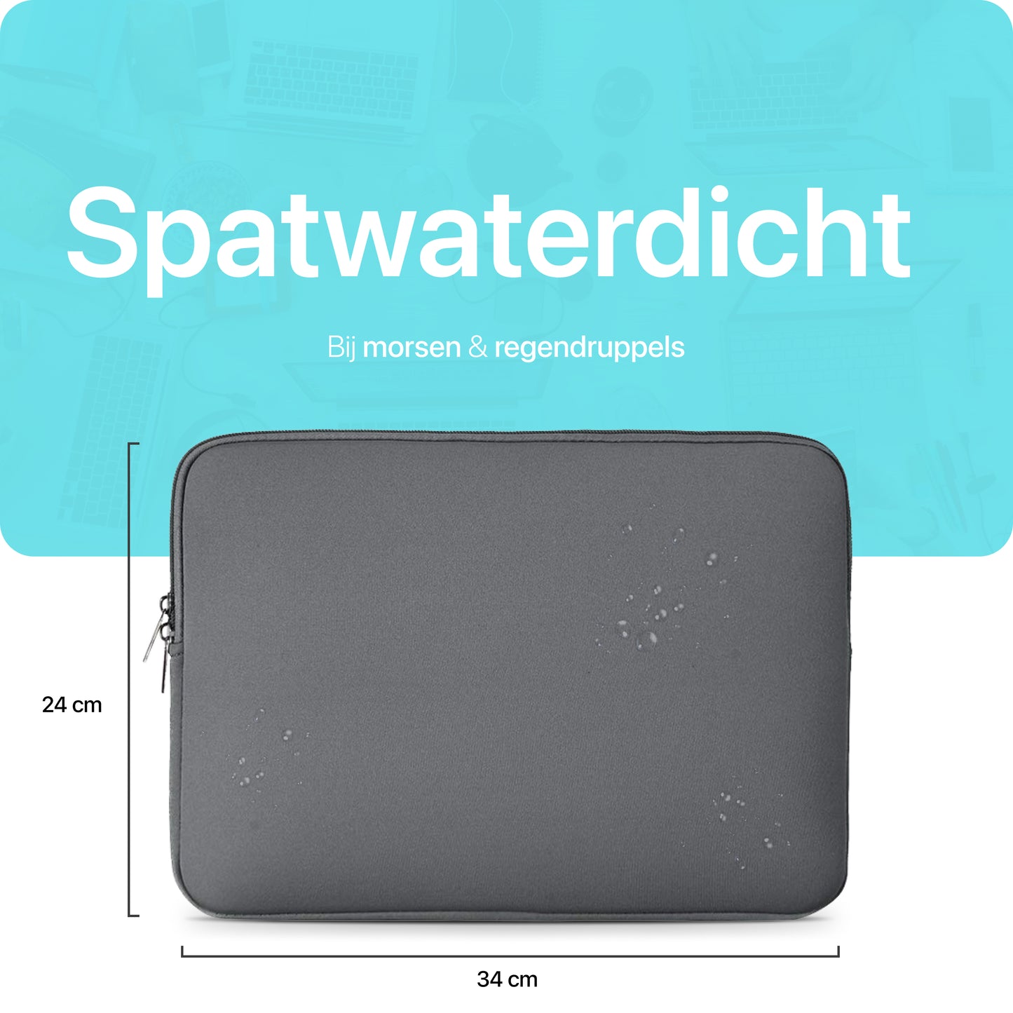 Slieves - Laptophoes - 14 inch - Laptop Sleeve - Schok Resistent - Neoprene - (Spat) Waterdicht - Kiezel Grijs