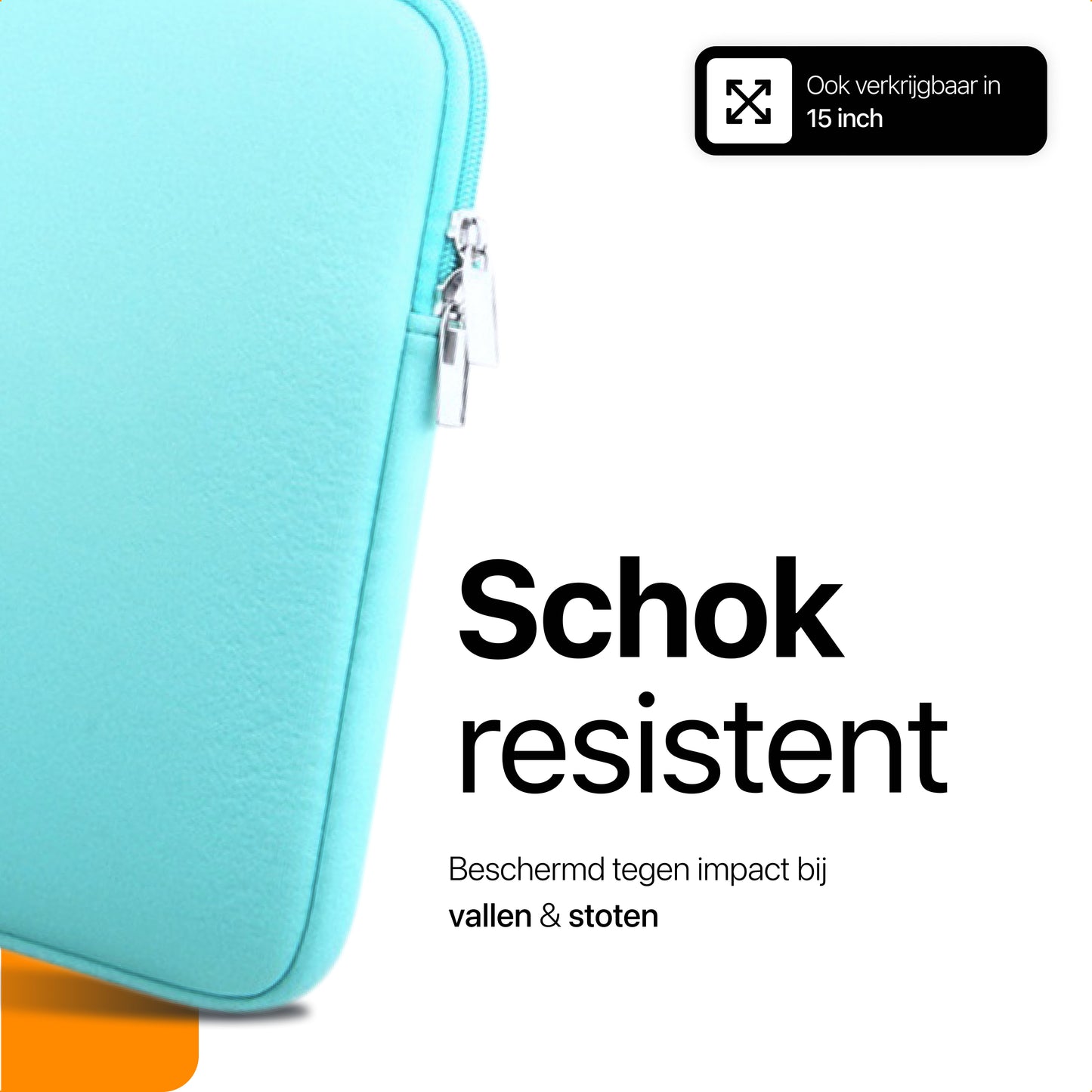 Slieves - Laptophoes - 14 inch - Laptop Sleeve - Schok Resistent - met Opbergvak - Neoprene - Blauw