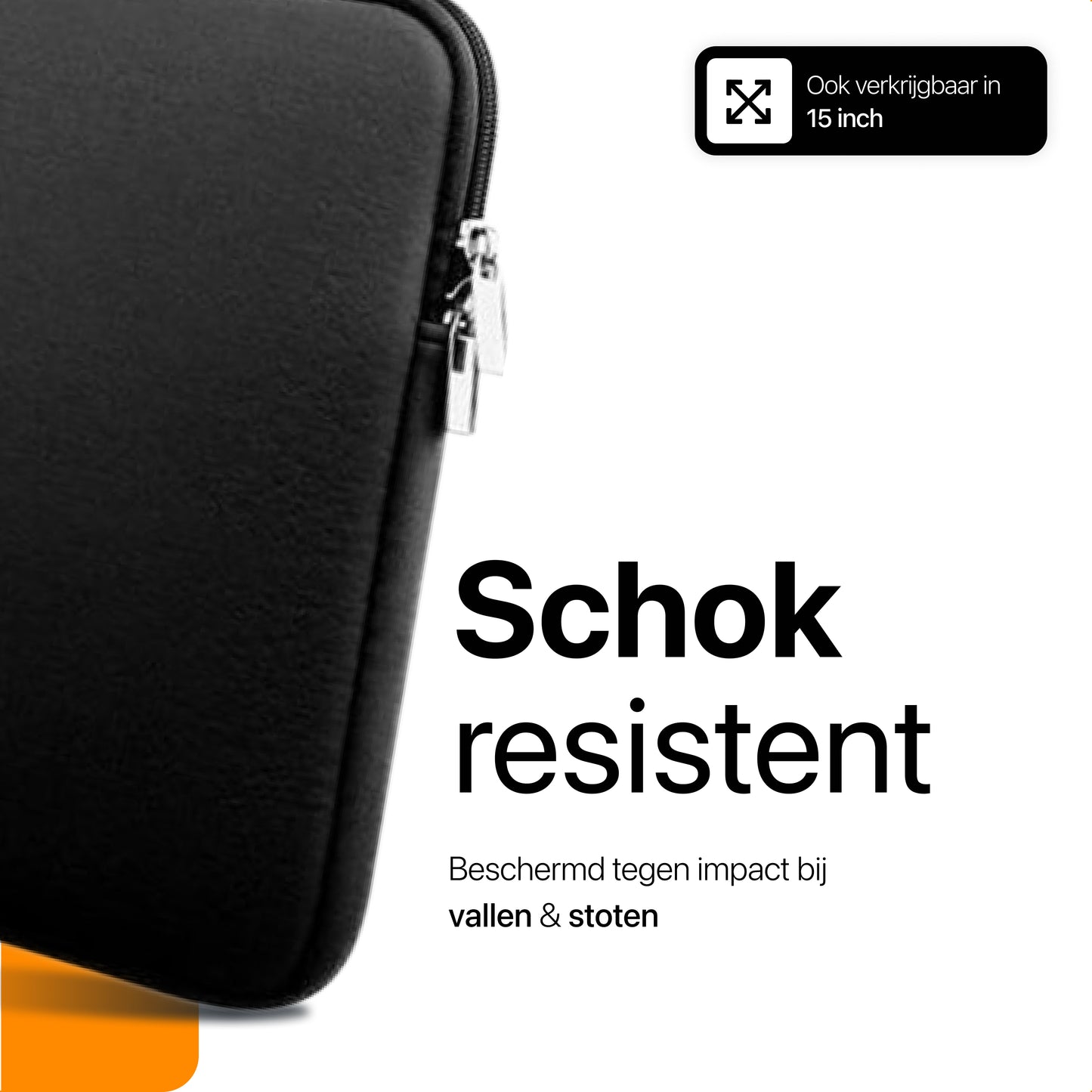 Slieves - Laptophoes - 14 inch - Laptop Sleeve - Schok Resistent - met Opbergvak - Neoprene - Zwart