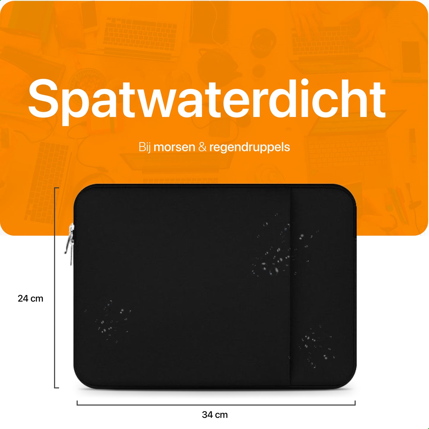 Slieves - Laptophoes - 14 inch - Laptop Sleeve - Schok Resistent - met Opbergvak - Neoprene - Zwart