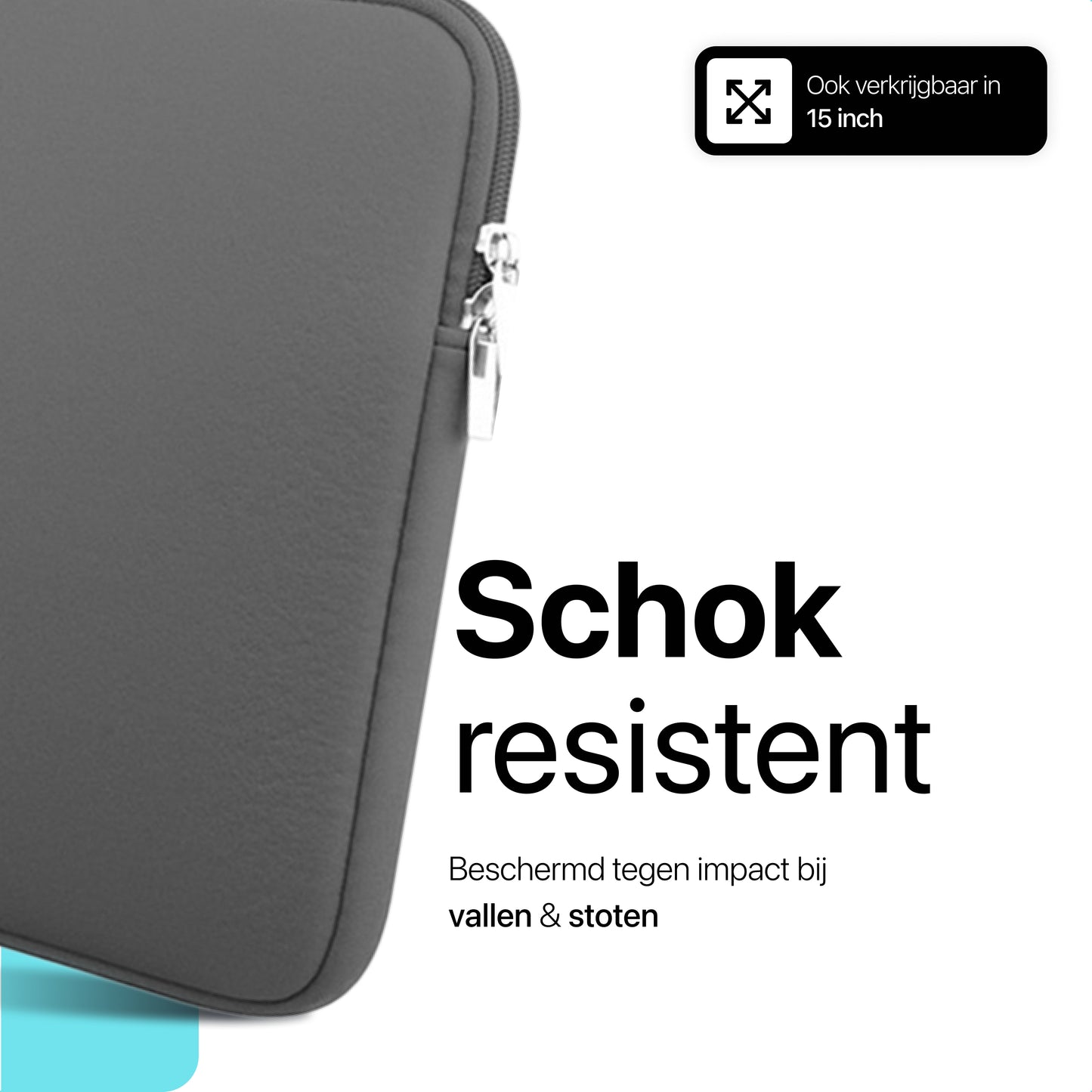 Slieves - Laptophoes - 14 inch - Laptop Sleeve - Schok Resistent - Neoprene - (Spat) Waterdicht - Kiezel Grijs