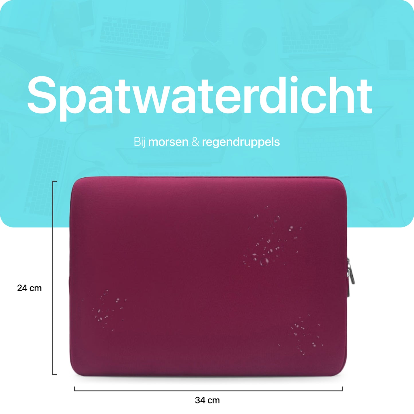 Slieves - Laptophoes - 14 inch - Laptop Sleeve - Schok Resistent - Neoprene - (Spat) Waterdicht - Bordeaux Rood
