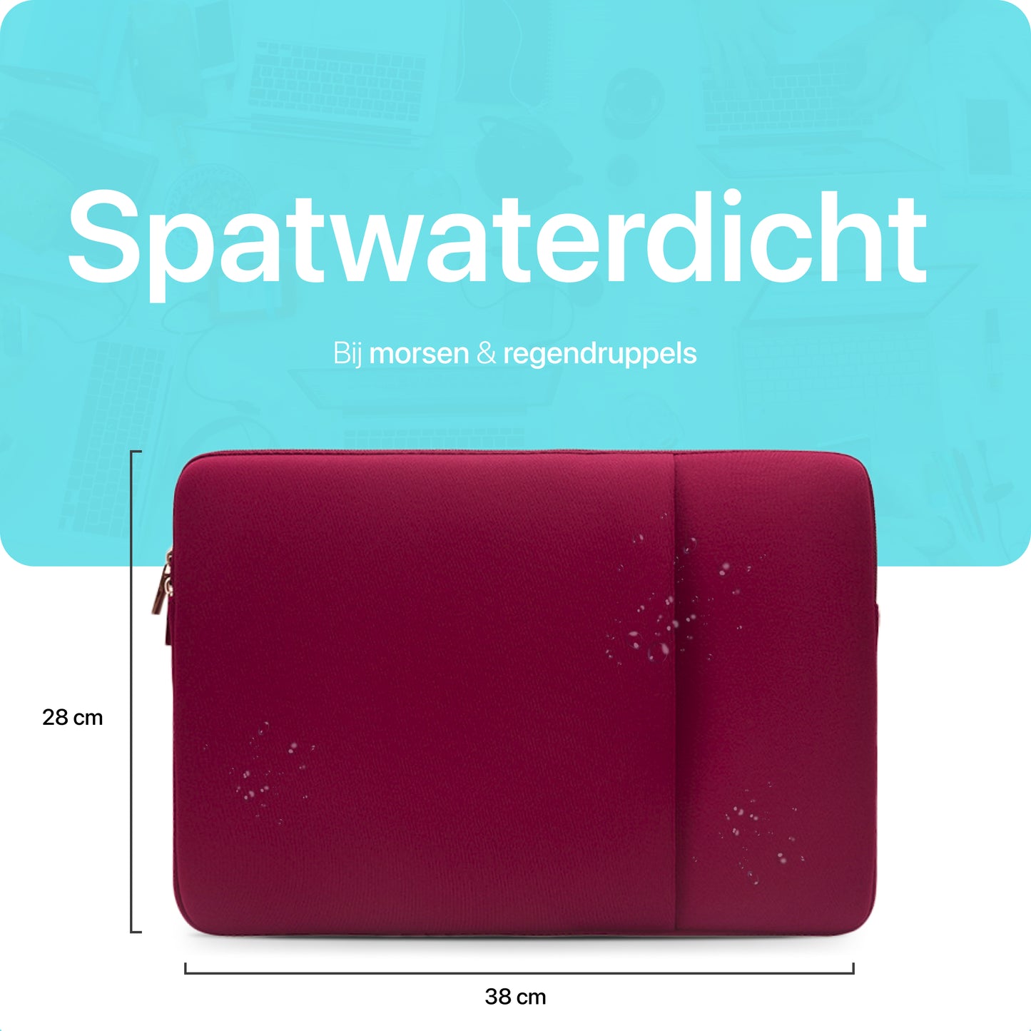 Slieves - Laptophoes - 15.6 inch - Laptop Sleeve - Schok Resistent - met Opbergvak - Neoprene - Bordeaux