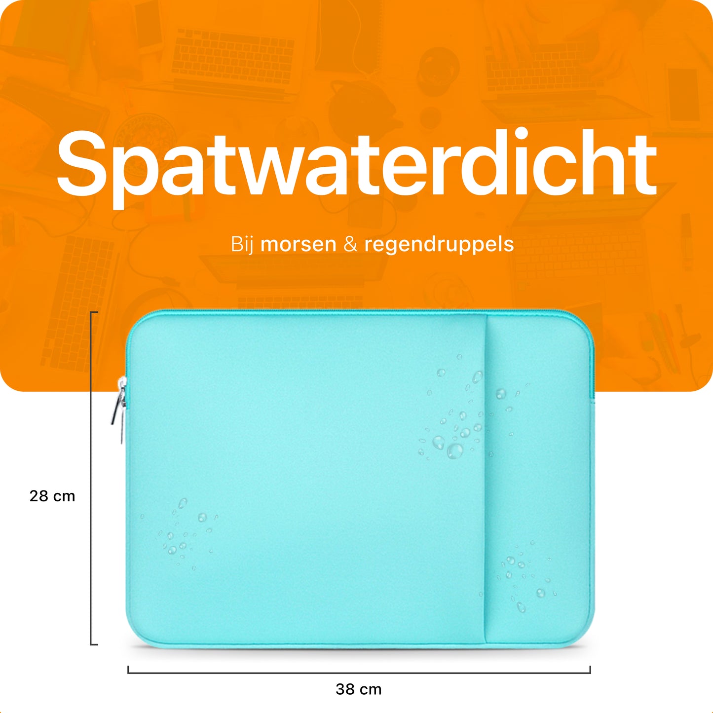 Slieves - Laptophoes - 15.6 inch - Laptop Sleeve - Schok Resistent - met Opbergvak - Neoprene - Blauw