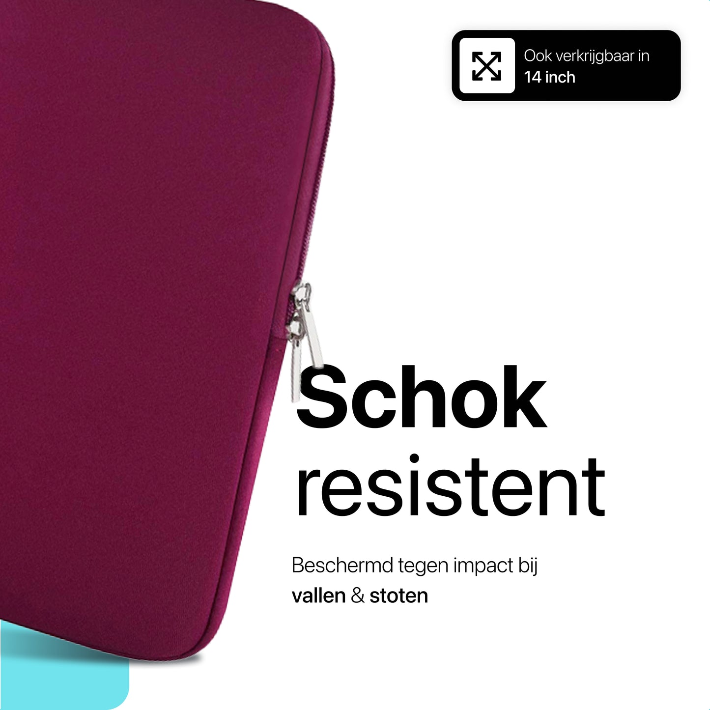 Slieves - Laptophoes - 15.6 inch - Laptop Sleeve - Schok Resistent - Neoprene - (Spat) Waterdicht - Bordeaux