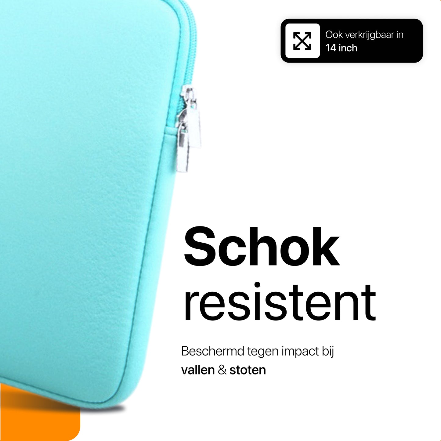 Slieves - Laptophoes - 15.6 inch - Laptop Sleeve - Schok Resistent - met Opbergvak - Neoprene - Blauw