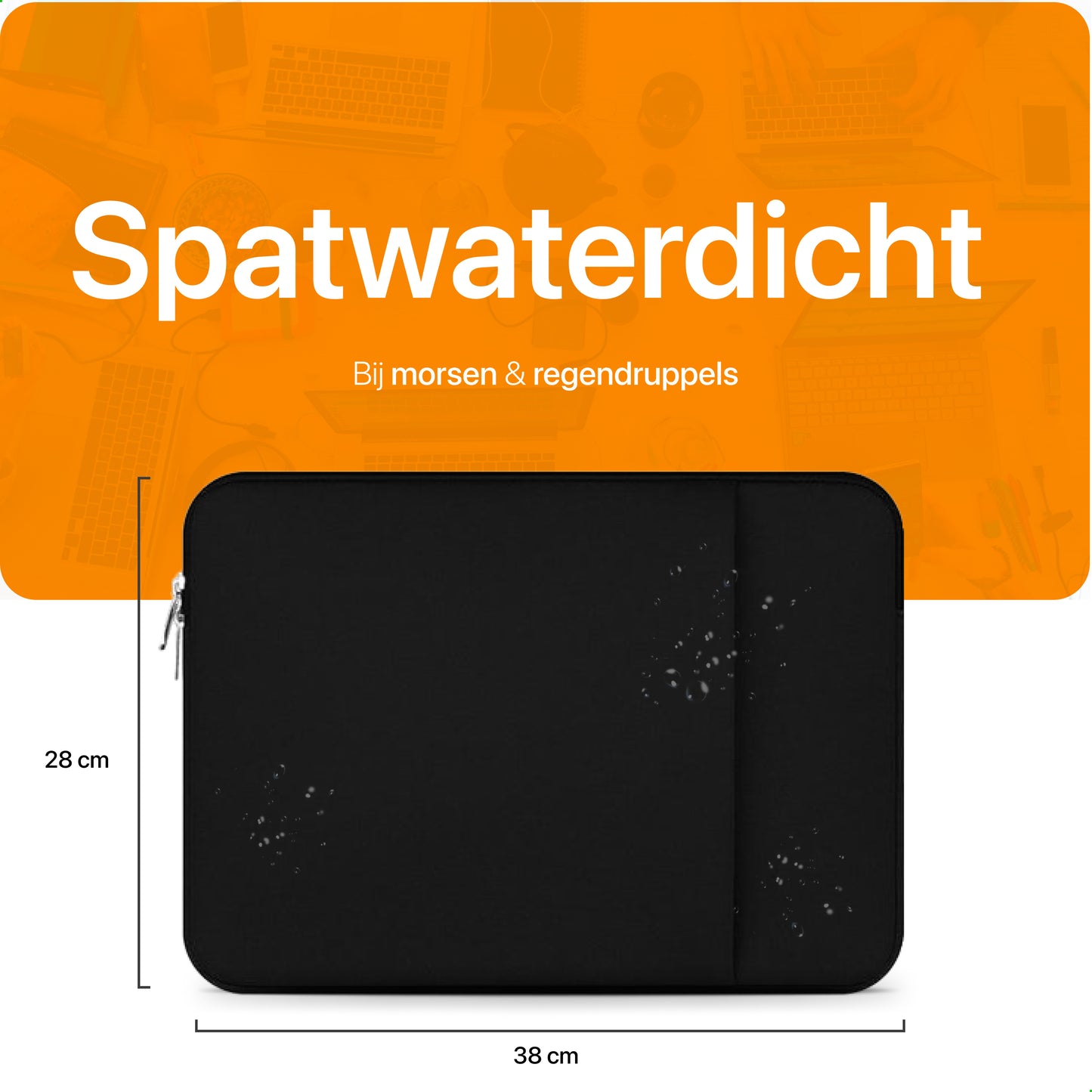 Slieves - Laptophoes - 15.6 inch - Laptop Sleeve - Schok Resistent - met Opbergvak - Neoprene - Zwart