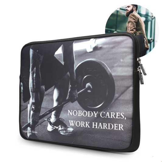 Slieves - Laptophoes Nobody cares, Work harder - 14 inch - Laptop Sleeve - Schok Resistent - Neoprene - (Spat) Waterdicht