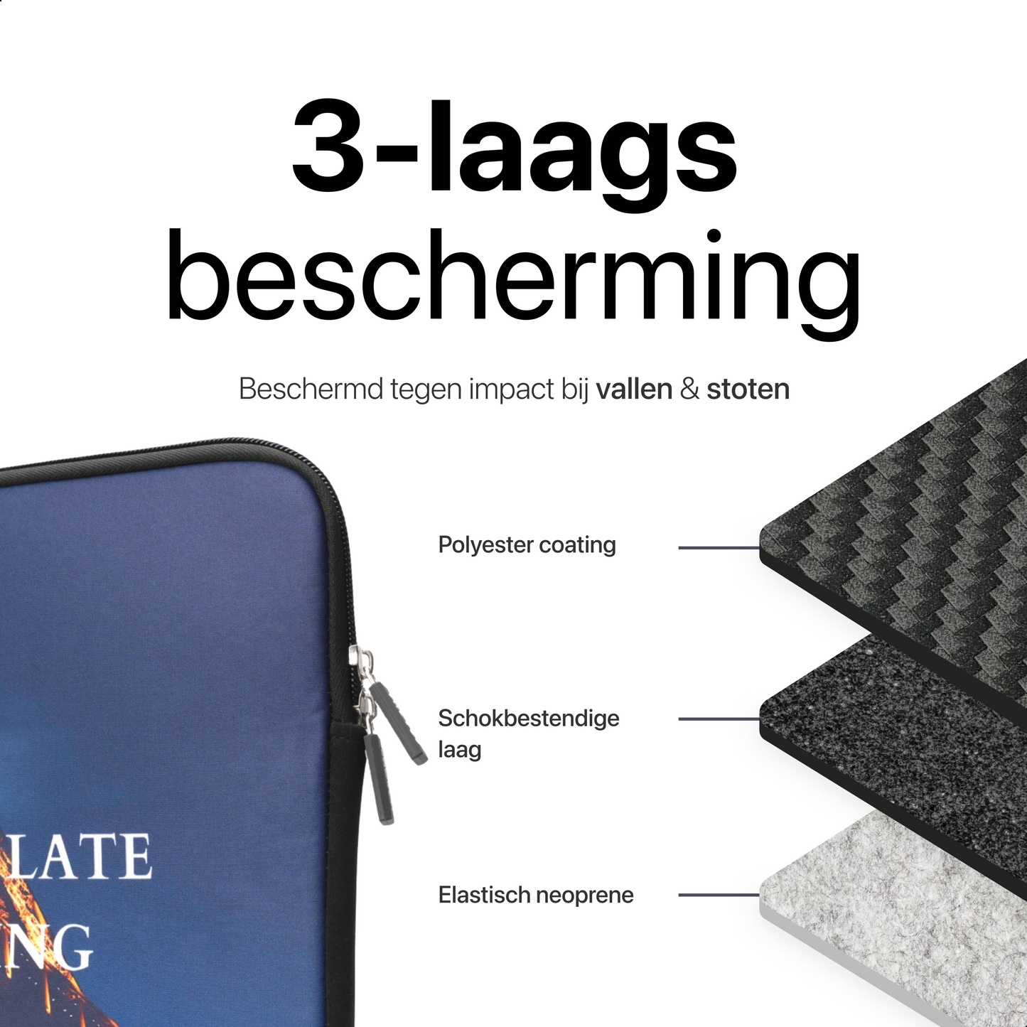 Slieves - Laptophoes It's never too late to start living - 14 inch - Laptop Sleeve - Schok Resistent - Neoprene - (Spat) Waterdicht