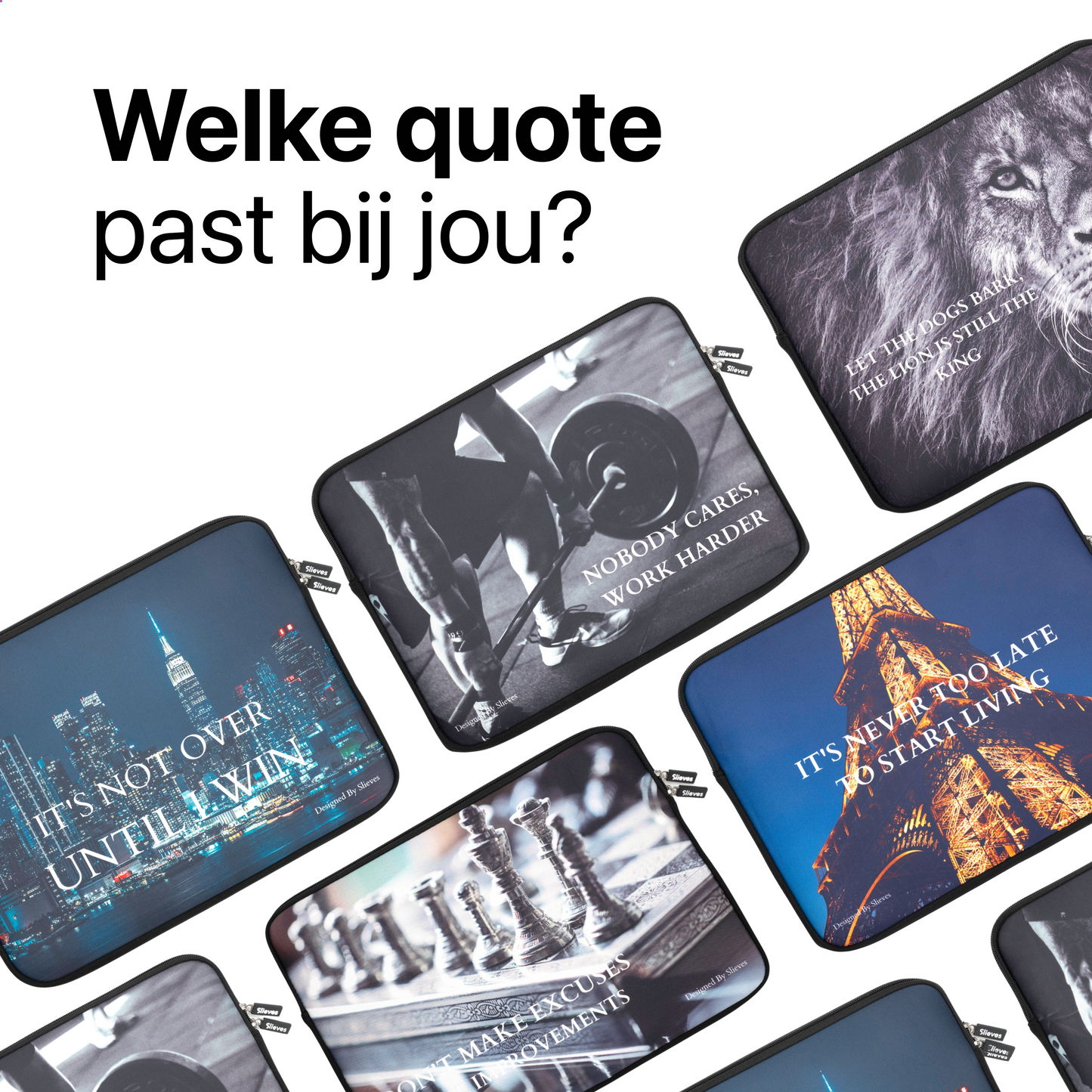 Slieves - Laptophoes It's never too late to start living - 14 inch - Laptop Sleeve - Schok Resistent - Neoprene - (Spat) Waterdicht