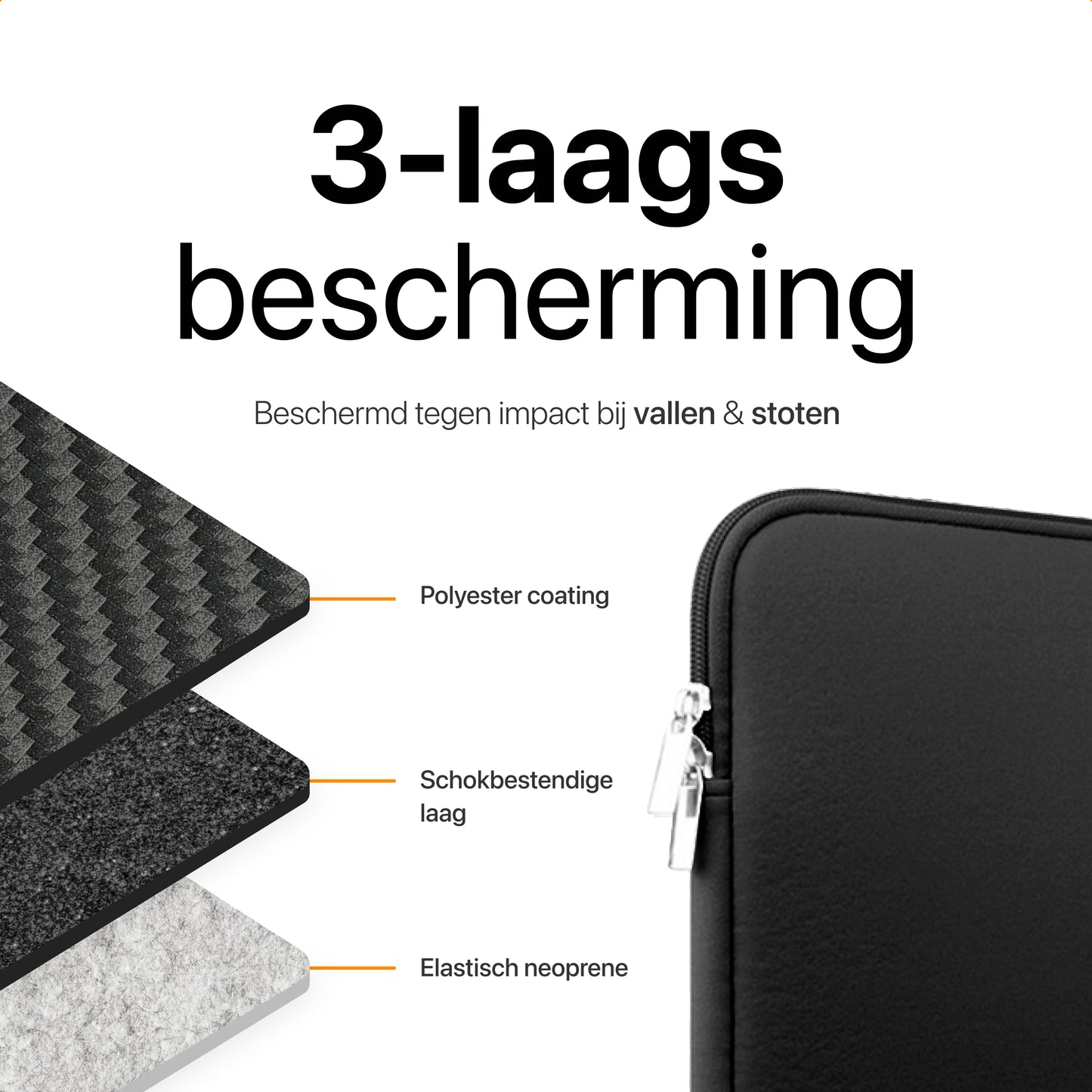 Slieves - Laptophoes - 15.6 inch - Laptop Sleeve - Schok Resistent - Neoprene - (Spat) Waterdicht - Zwart