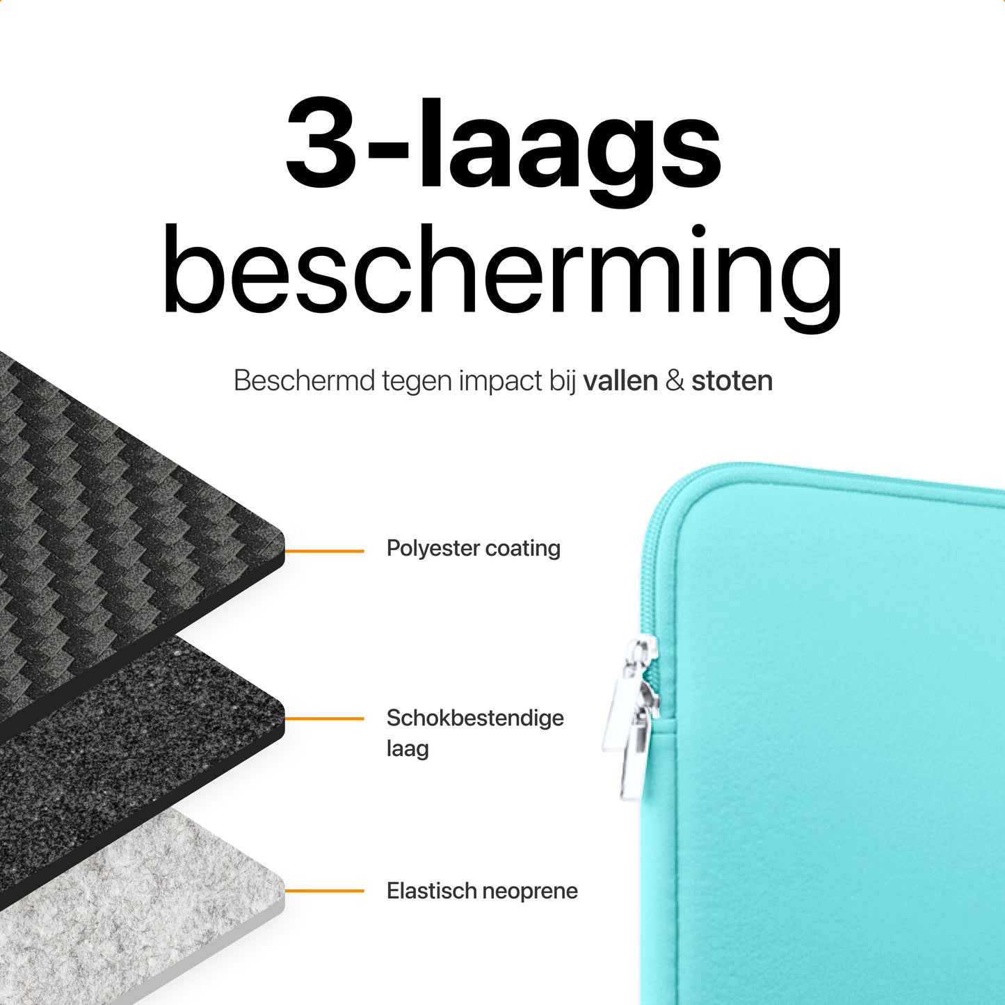 Slieves - Laptophoes - 15.6 inch - Laptop Sleeve - Schok Resistent - Neoprene - (Spat) Waterdicht - Blauw