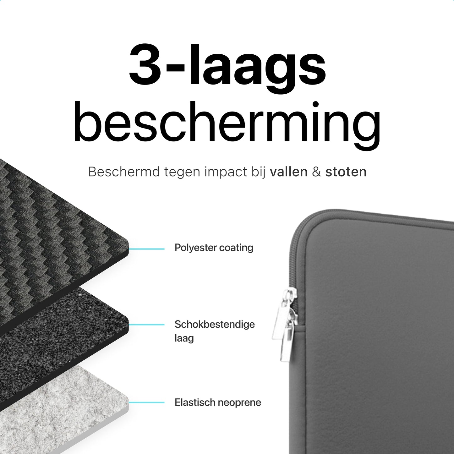 Slieves - Laptophoes - 14 inch - Laptop Sleeve - Schok Resistent - Neoprene - (Spat) Waterdicht - Kiezel Grijs