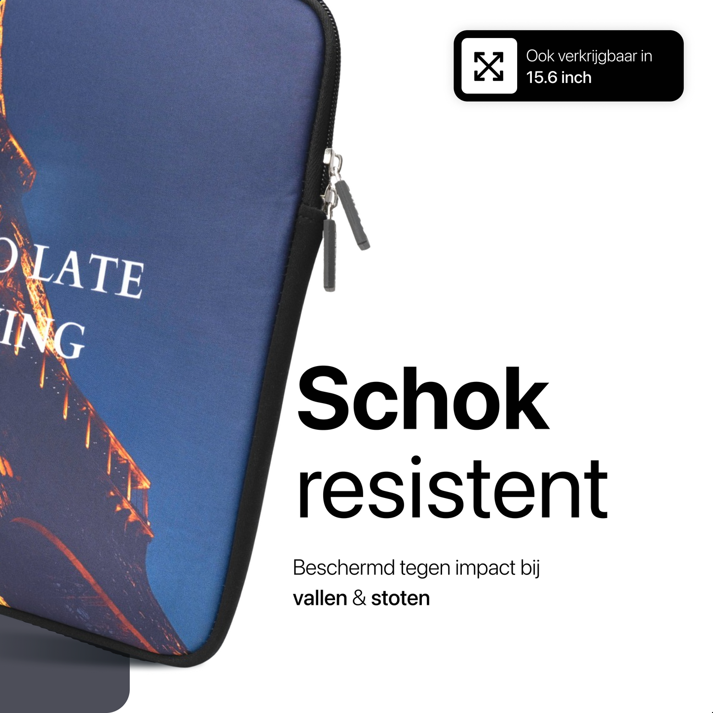 Slieves - Laptophoes It's never too late to start living - 14 inch - Laptop Sleeve - Schok Resistent - Neoprene - (Spat) Waterdicht