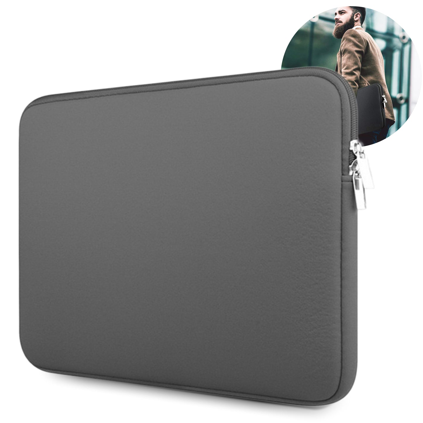 Slieves - Laptophoes - 14 inch - Laptop Sleeve - Schok Resistent - Neoprene - (Spat) Waterdicht - Kiezel Grijs