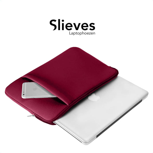 Slieves - Laptophoes - 14 inch - Laptop Sleeve - Schok Resistent - met Opbergvak - Neoprene - Bordeaux