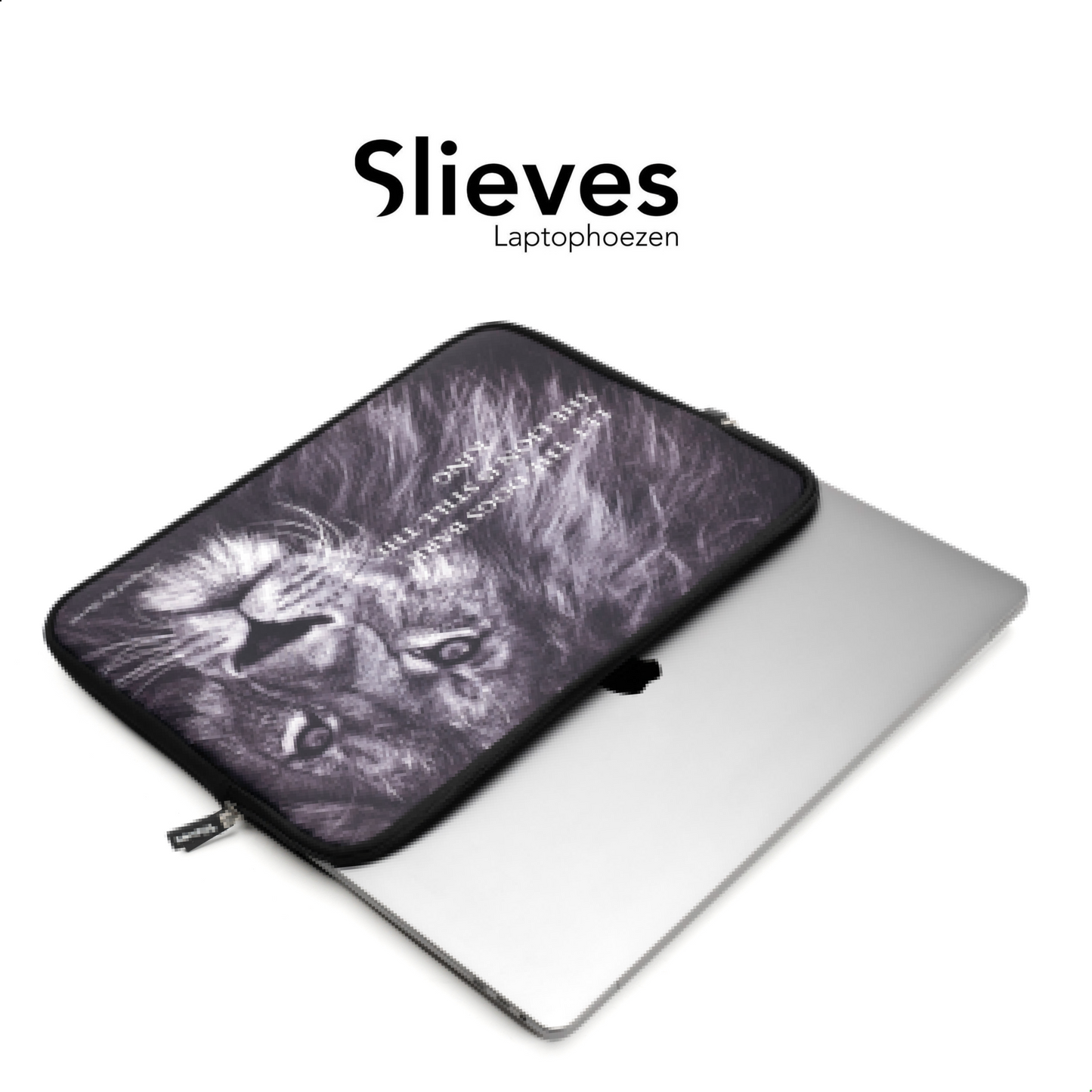 Slieves - Laptophoes Let the dogs bark, The Lion is still the king - 14 inch - Laptop Sleeve - Schok Resistent - Neoprene - (Spat) Waterdicht