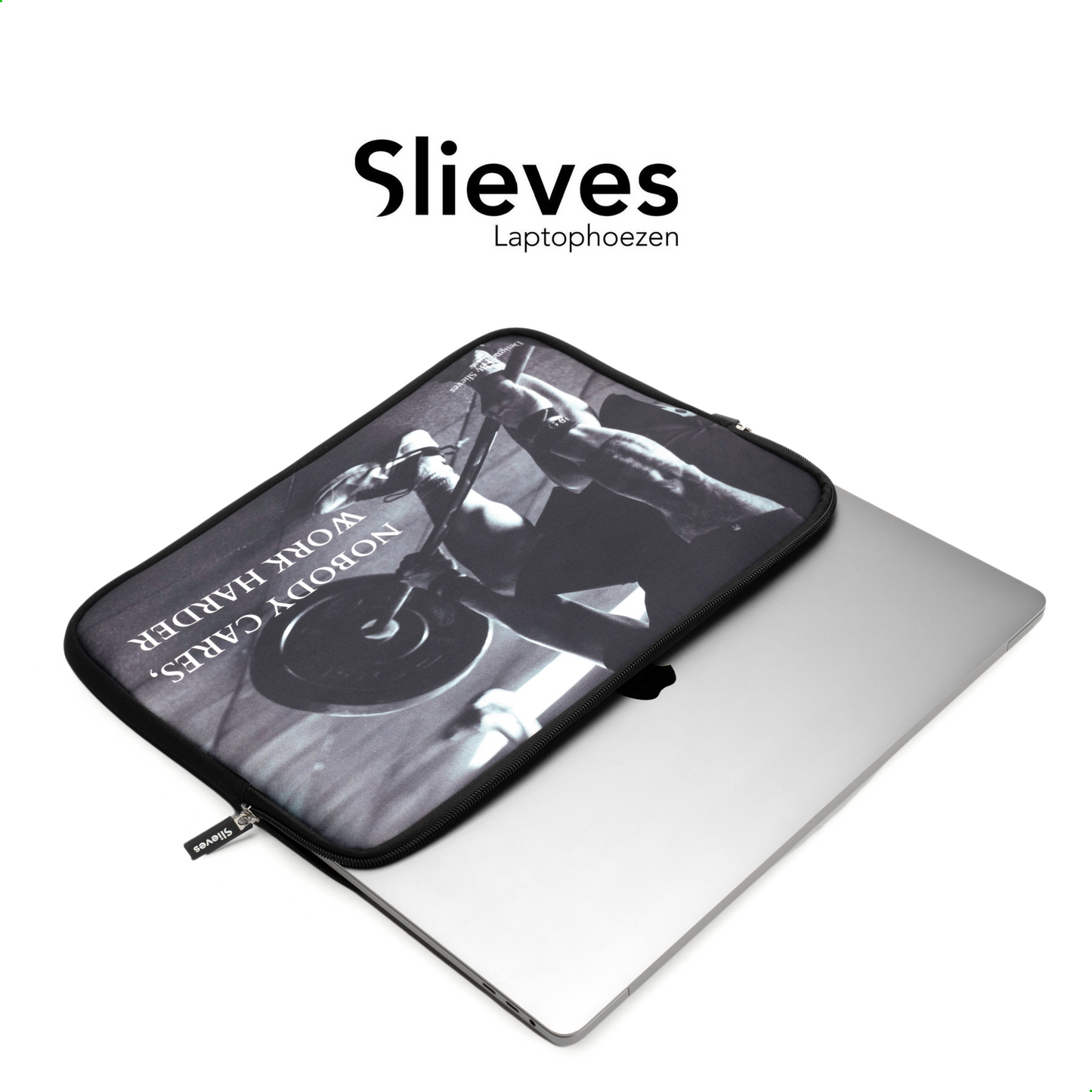 Slieves - Laptophoes Nobody cares, Work harder - 15,6 inch - Laptop Sleeve - Schok Resistent - Neoprene - (Spat) Waterdicht
